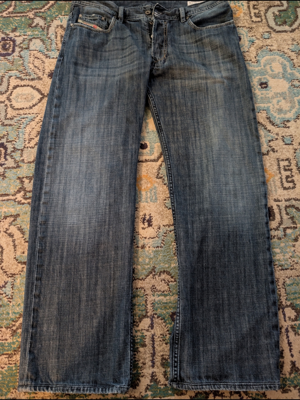 Vintage Diesel Industry Relaxed-Fit Men's Jeans in Washed Blue